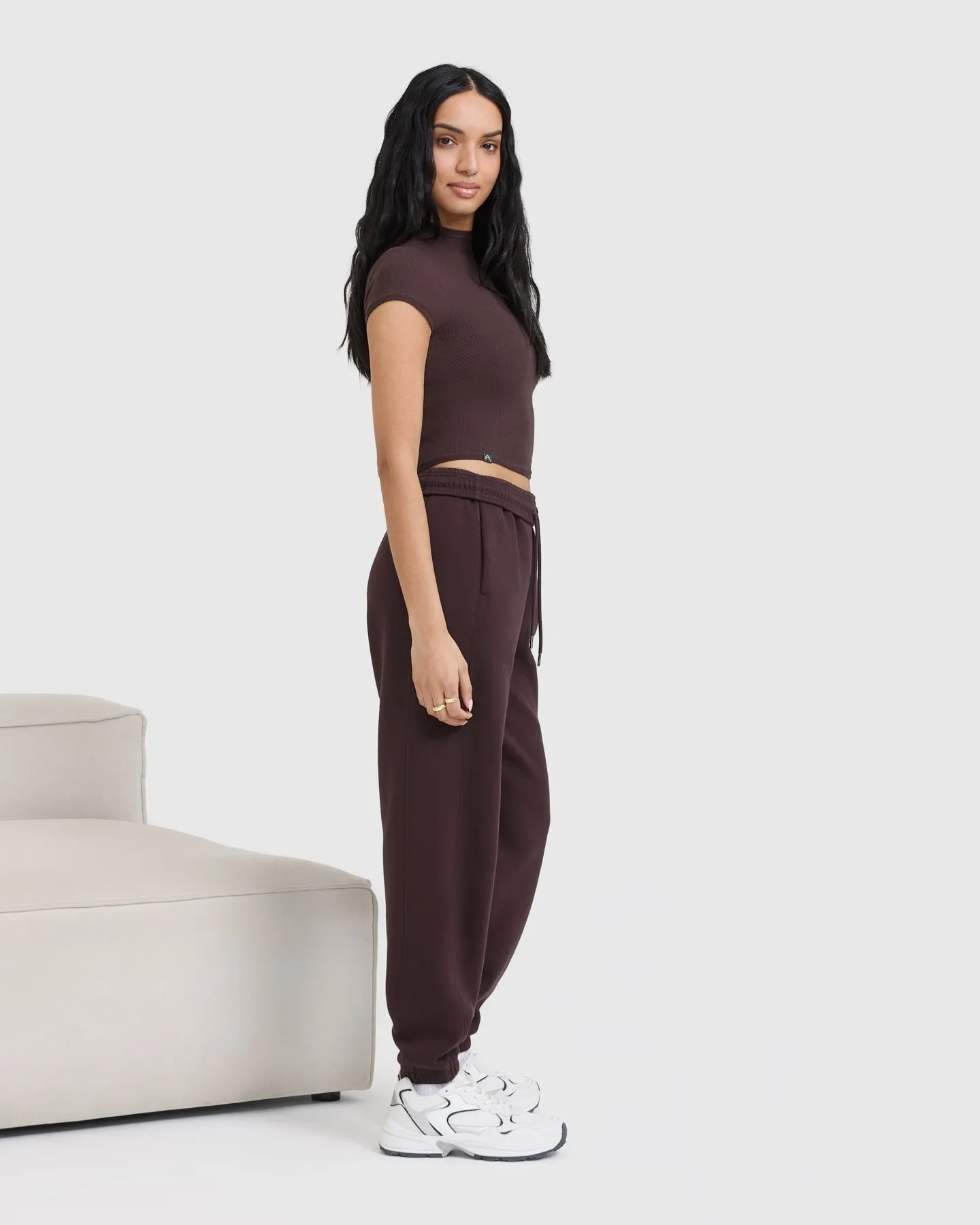 Mellow Rib Mid Mock Neck T-Shirt | Plum Brown sold by Oner Active product image thumbnail 4