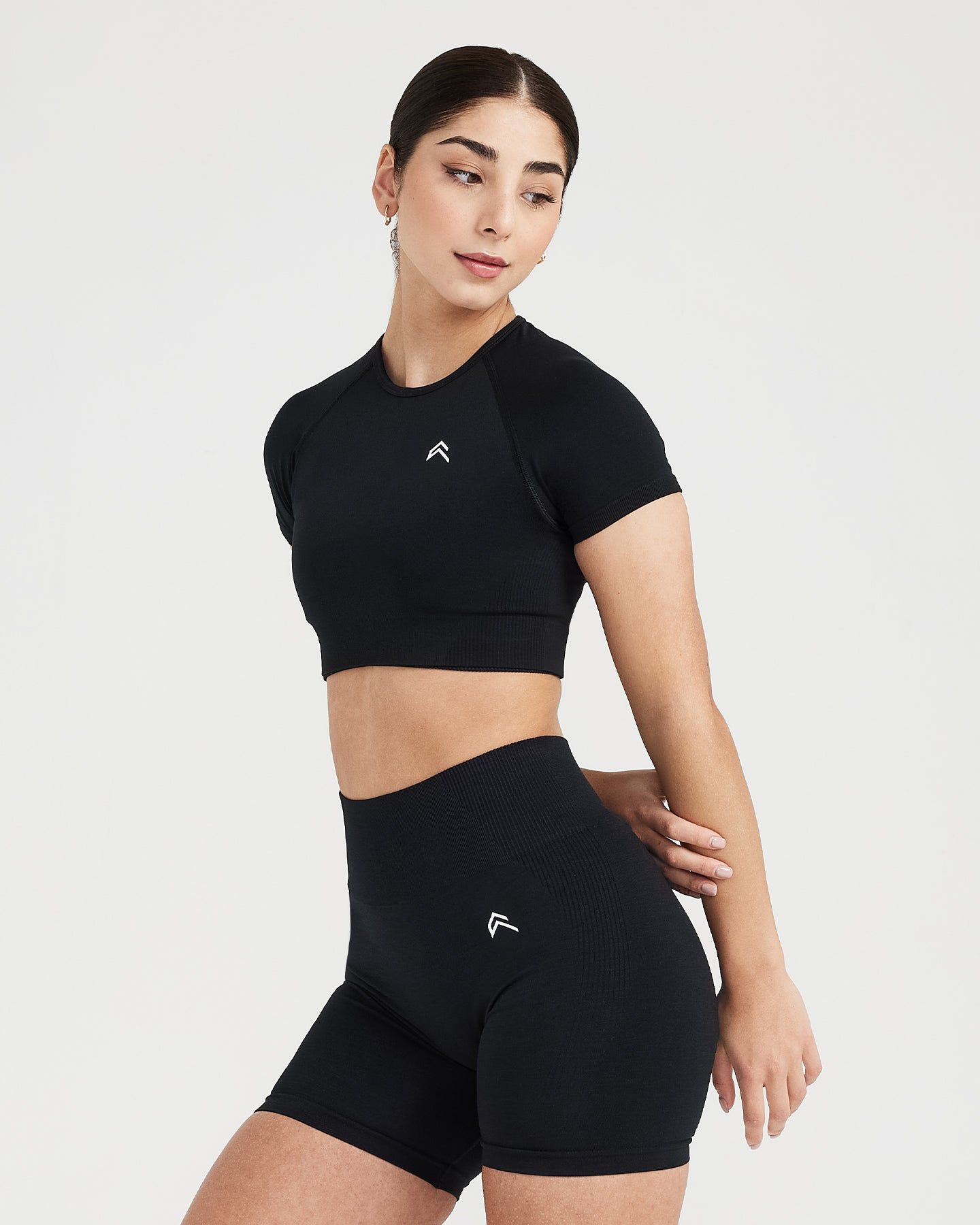 Classic Seamless 2.0 Short Sleeve Crop Top | Black Marl sold by Oner Active product image thumbnail 2