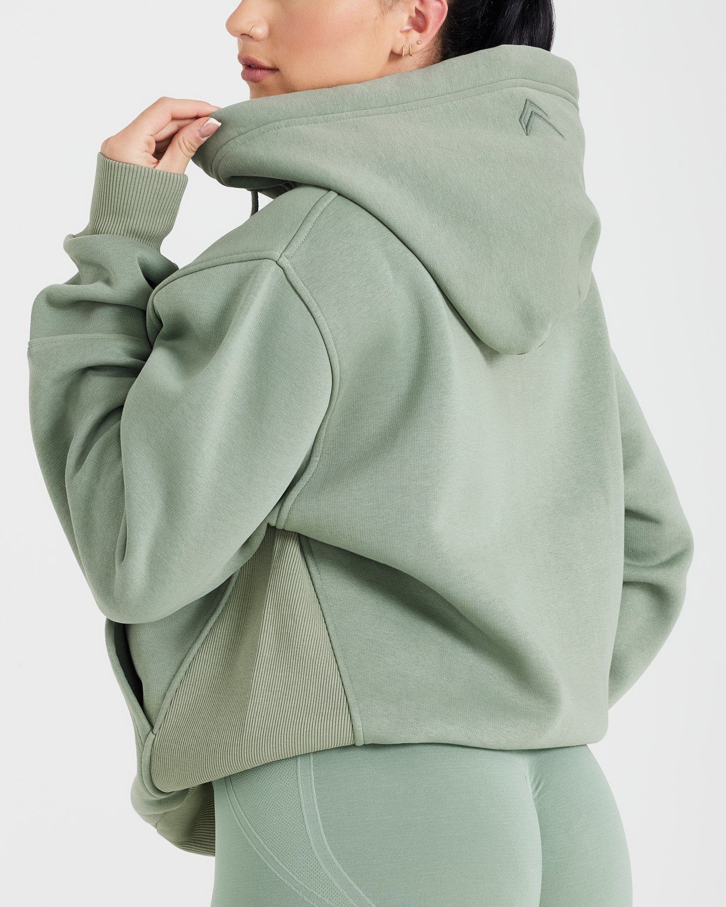 Classic Lounge Oversized Zip Through Hoodie | Sage sold by Oner Active product image thumbnail 5
