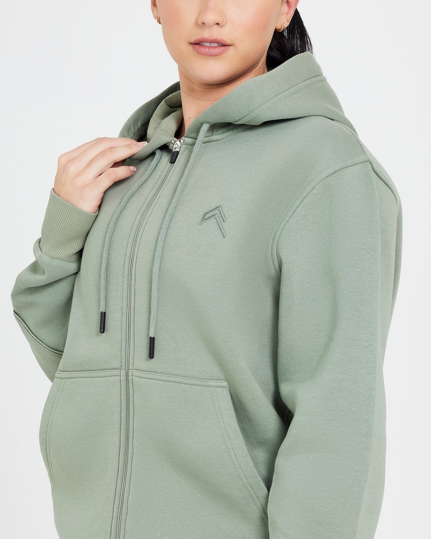 Classic Lounge Oversized Zip Through Hoodie | Sage sold by Oner Active product image thumbnail 4