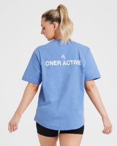 Graphic Oversized Short Sleeve Tee | Washed Light Denim sold by Oner Active