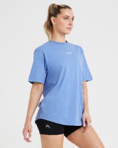 Graphic Oversized Short Sleeve Tee | Washed Light Denim sold by Oner Active