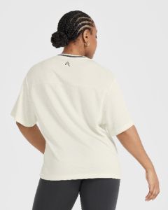 Varsity V-Neck Short Sleeve T-shirt | Off White sold by Oner Active
