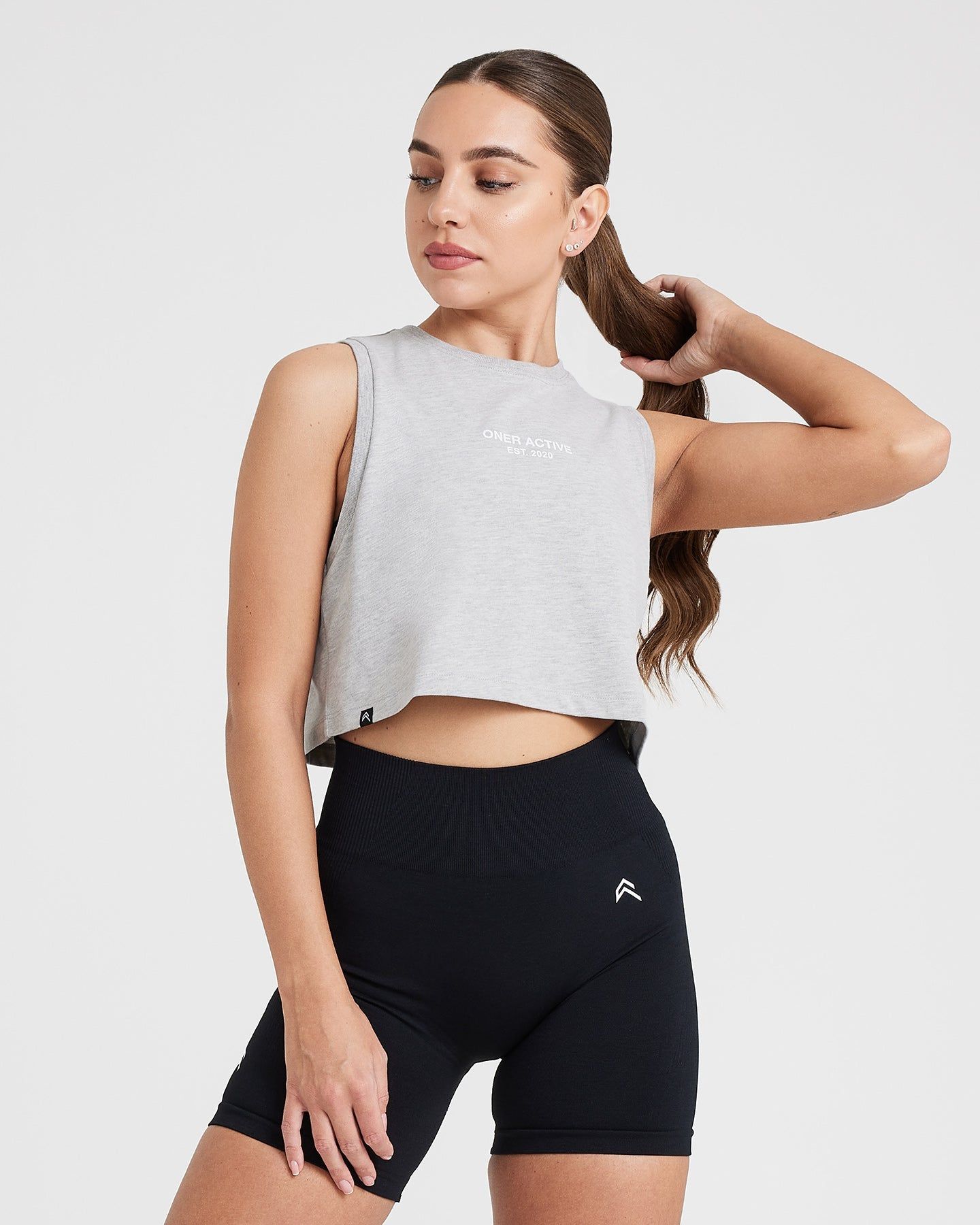 Graphic Jersey Tank | Silver Marl sold by Oner Active