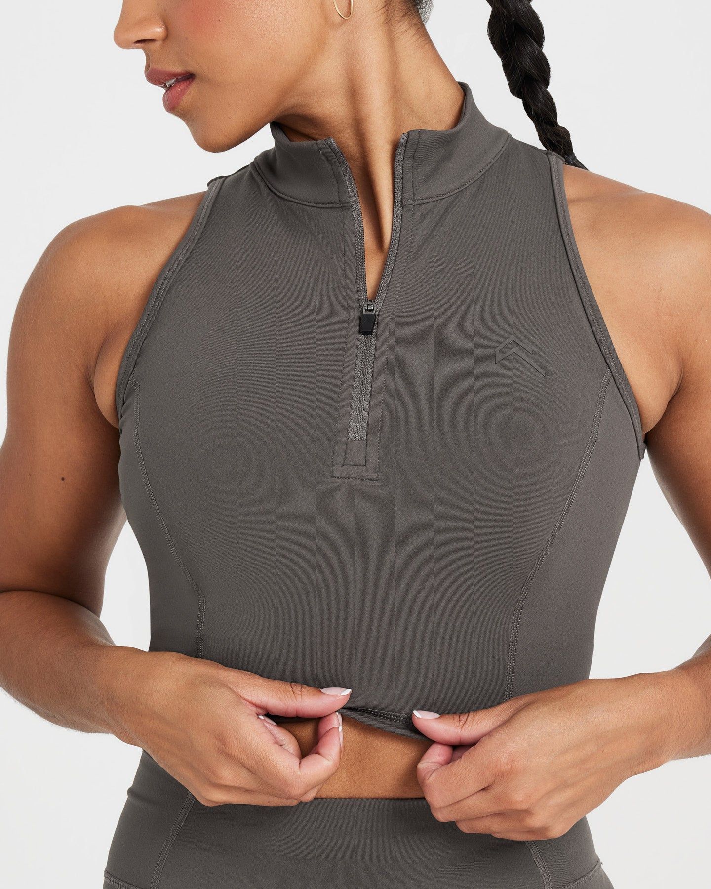 Timeless Half Zip Crop Tank | Deep Taupe sold by Oner Active product image thumbnail 3