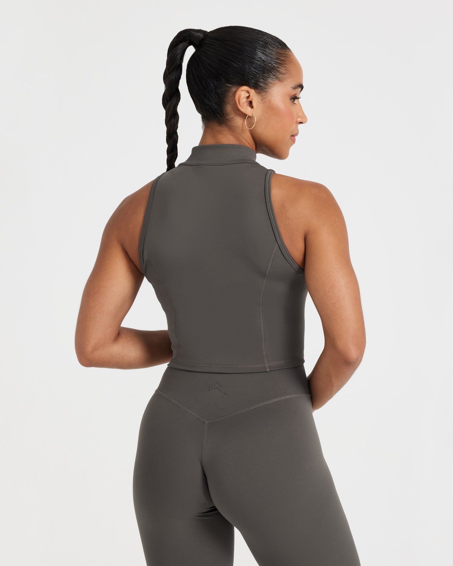 Timeless Half Zip Crop Tank | Deep Taupe sold by Oner Active product image thumbnail 4