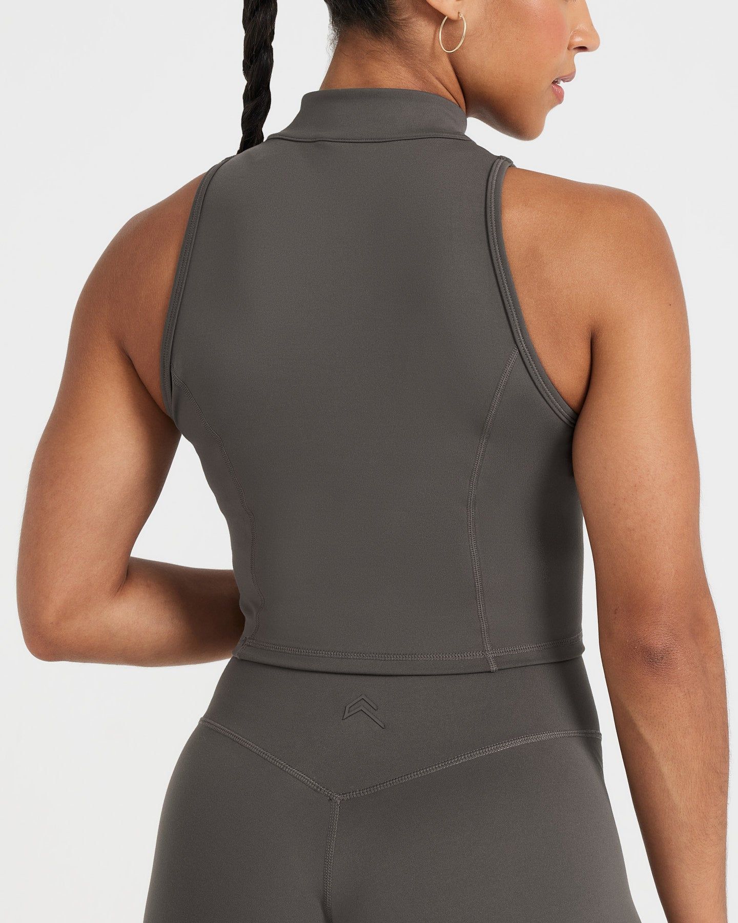 Timeless Half Zip Crop Tank | Deep Taupe sold by Oner Active product image thumbnail 5