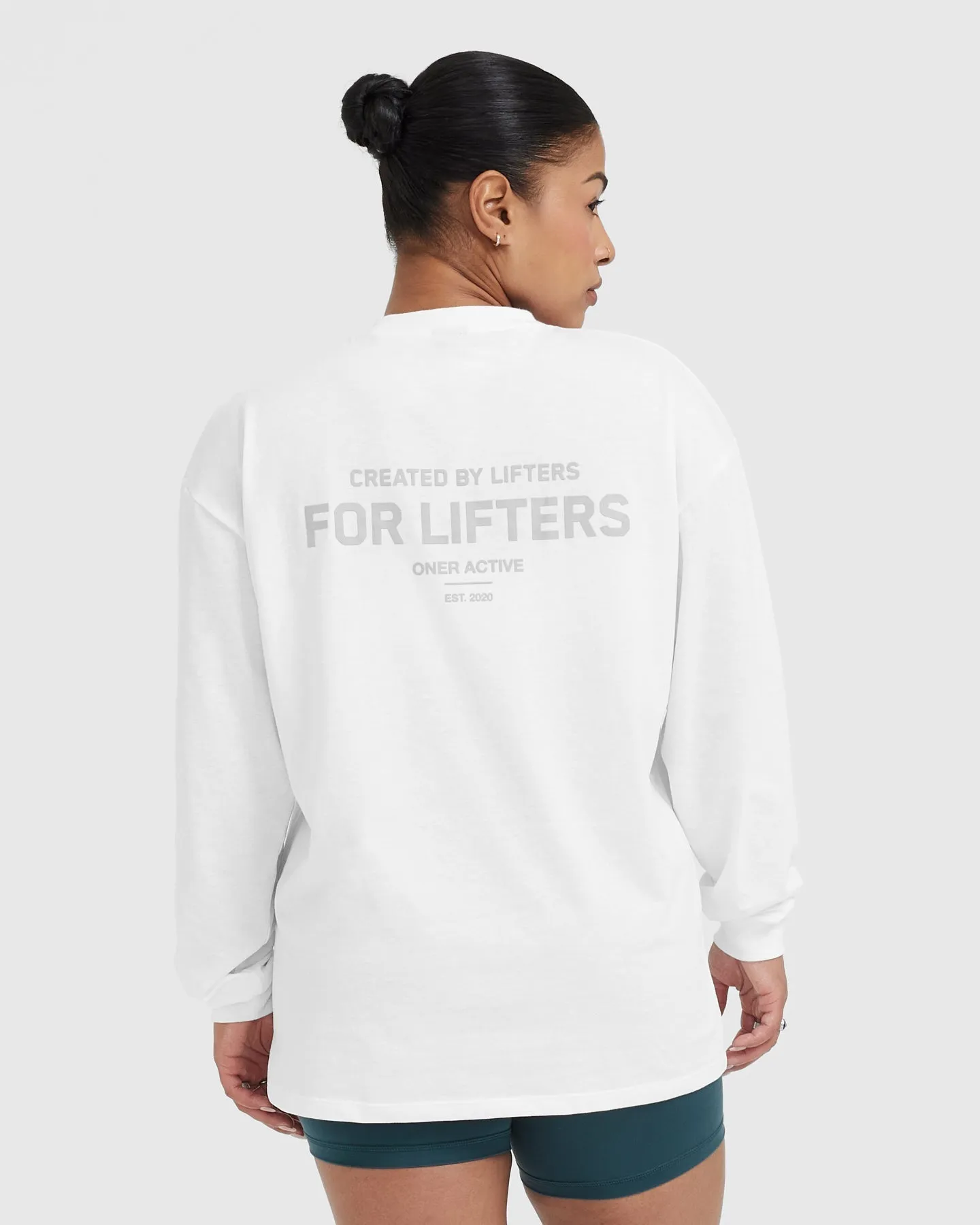 Classic Lifters Graphic Oversized Lightweight Long Sleeve Top | White sold by Oner Active product image thumbnail 2
