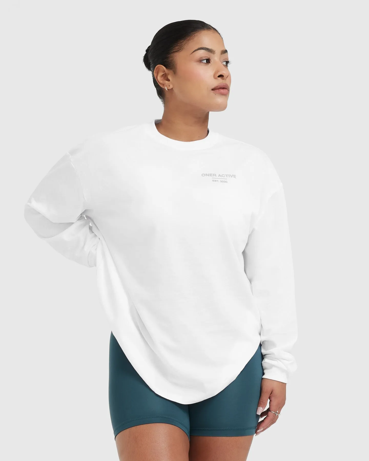 Classic Lifters Graphic Oversized Lightweight Long Sleeve Top | White sold by Oner Active