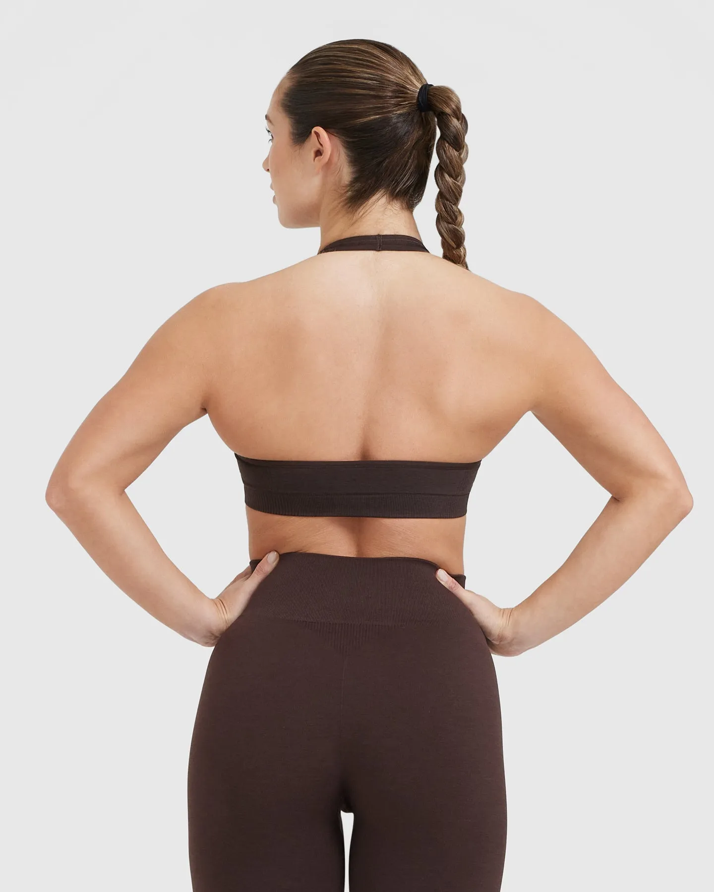 Classic Seamless 2.0 Halter Neck Bralette | 70% Cocoa Marl sold by Oner Active product image thumbnail 2