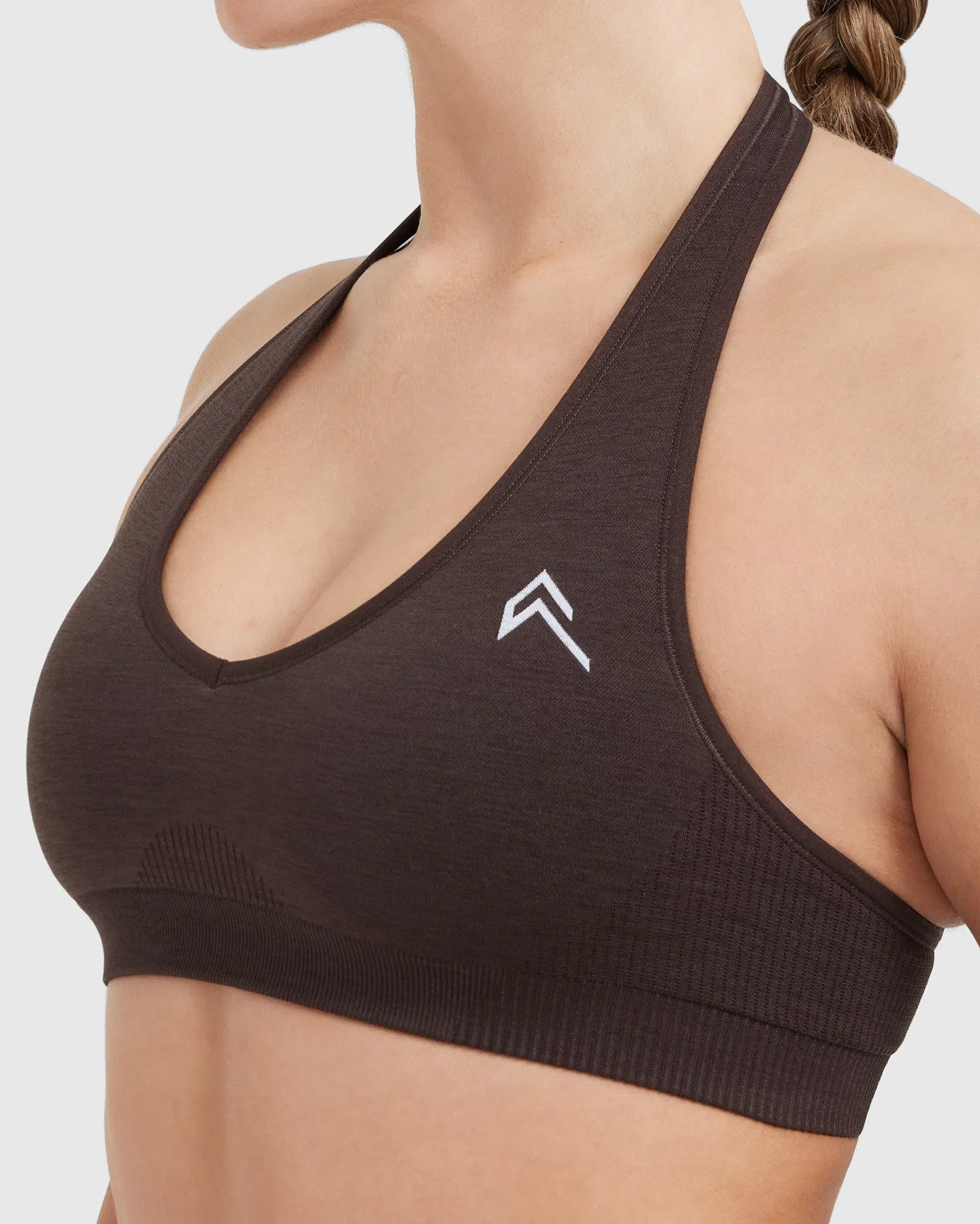 Classic Seamless 2.0 Halter Neck Bralette | 70% Cocoa Marl sold by Oner Active product image thumbnail 4