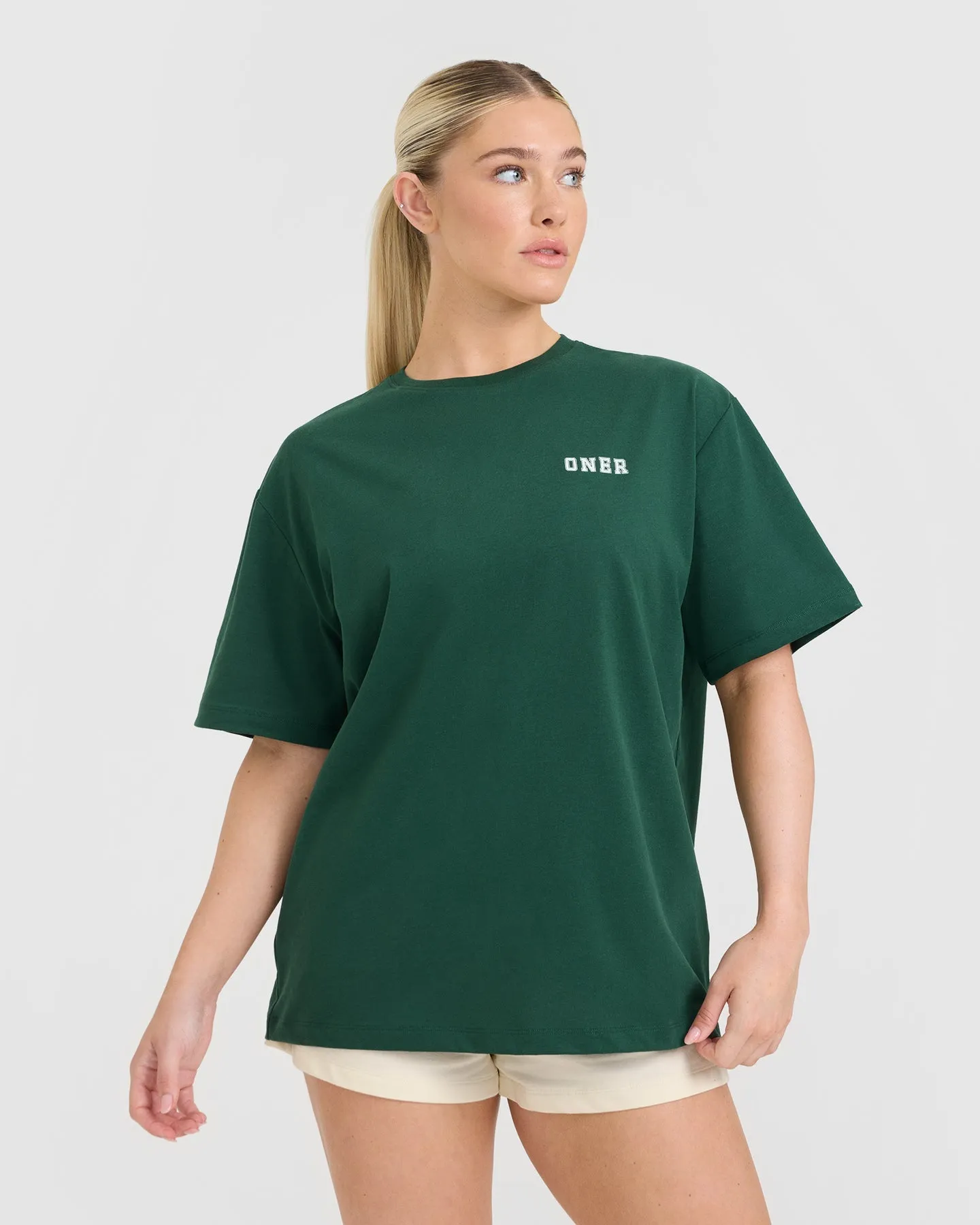 Classic Oversized Lightweight T-Shirt with Printed Logo | Racing Green sold by Oner Active