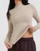 Mellow Rib Mock Neck Long Sleeve Top | Mushroom Brown sold by Oner Active