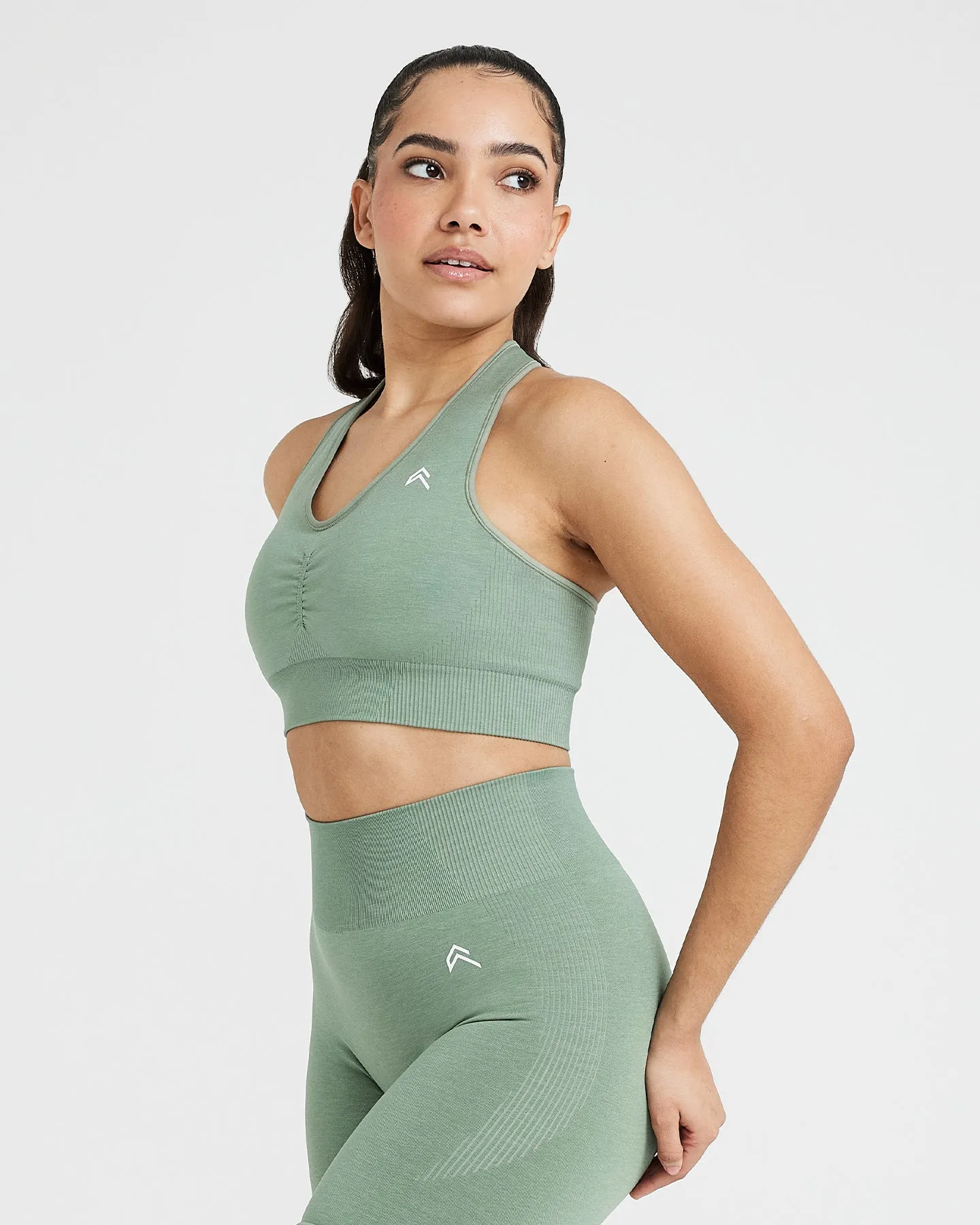 Classic Seamless 2.0 V-Neck Bralette | Sage Marl sold by Oner Active product image thumbnail 3