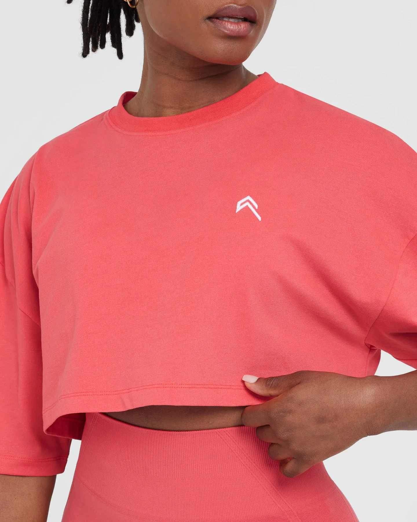 Classic Relaxed Crop Lightweight T-Shirt | Washed Sweet Red sold by Oner Active product image thumbnail 4