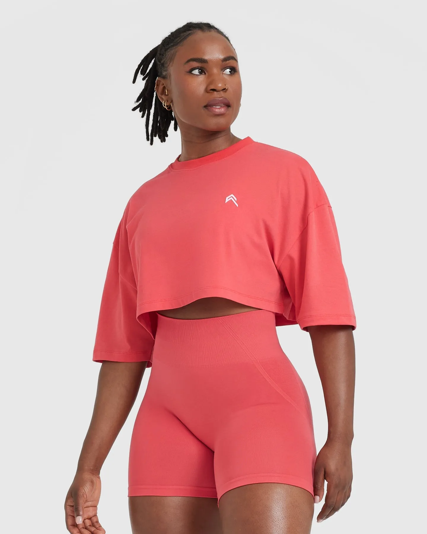 Classic Relaxed Crop Lightweight T-Shirt | Washed Sweet Red sold by Oner Active product image thumbnail 3