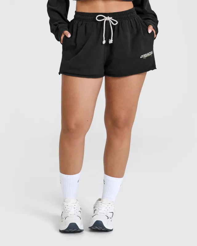 Raw Lounge Oversized Shorts with Graphic | Washed Black sold by Oner Active
