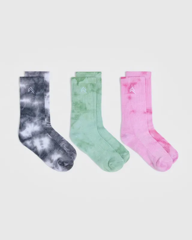 Tie Dye Socks 3 Pack | Power Pink/Black/Pump Green sold by Oner Active