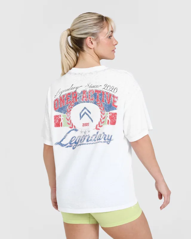 Legendary Graphic Print Washed T-Shirt | White sold by Oner Active