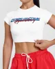 Vintage Open Back Crop T-Shirt with Graphic | White sold by Oner Active