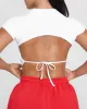 Vintage Open Back Crop T-Shirt with Graphic | White sold by Oner Active