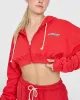 Raw Lounge Crop Zip Through Hoodie with Graphic | Muscle Mommy Red sold by Oner Active