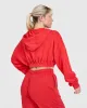 Raw Lounge Crop Zip Through Hoodie with Graphic | Muscle Mommy Red sold by Oner Active