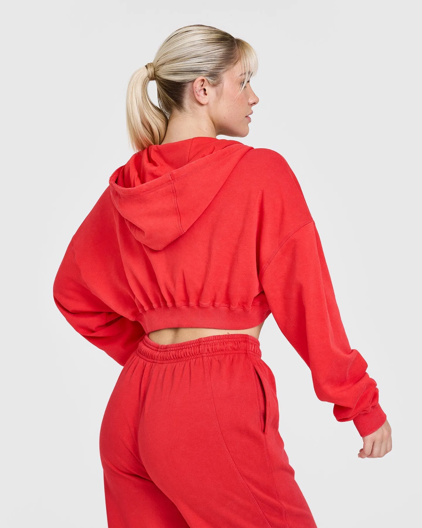 Raw Lounge Crop Zip Through Hoodie with Graphic | Muscle Mommy Red sold by Oner Active product image thumbnail 2