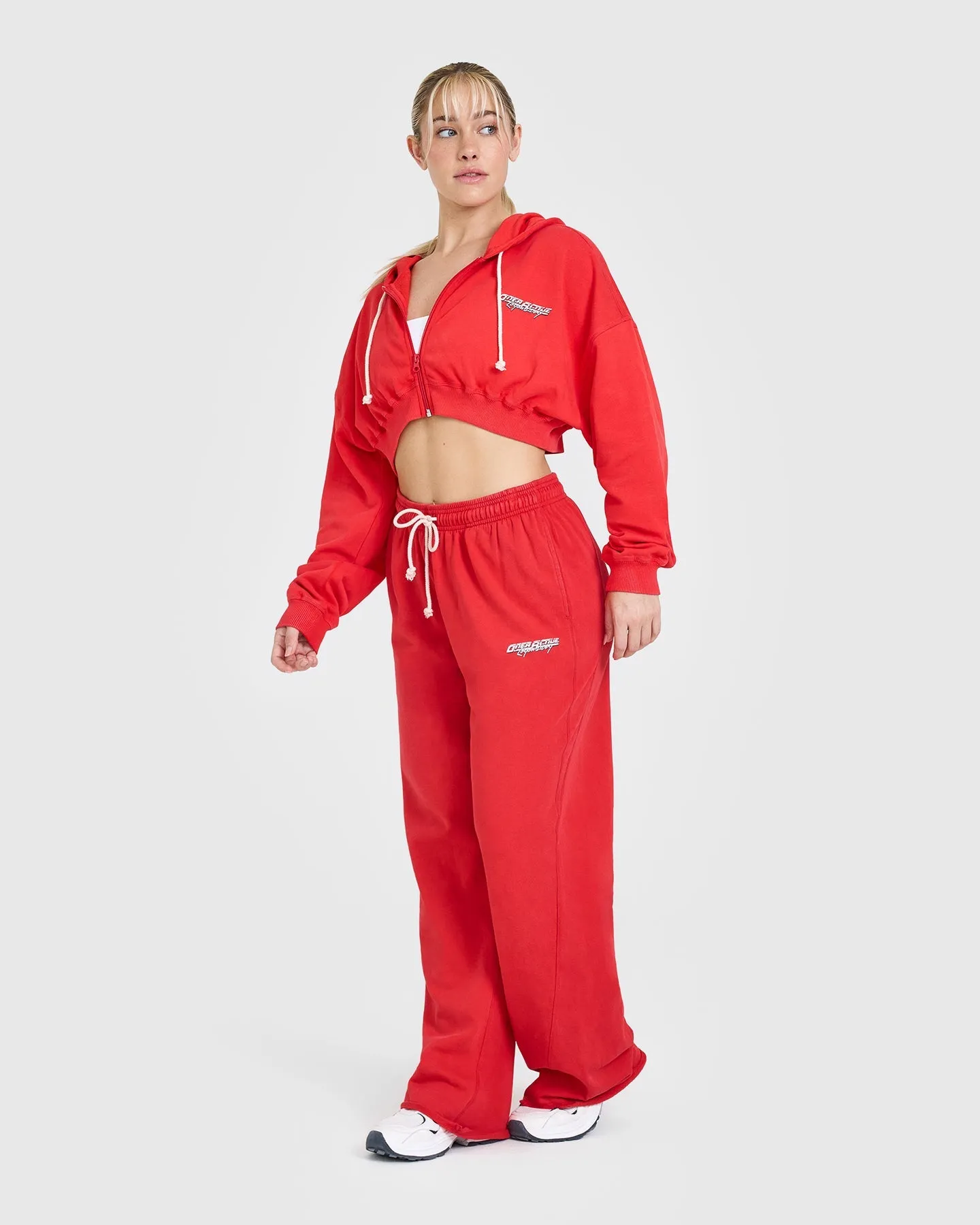 Raw Lounge Crop Zip Through Hoodie with Graphic | Muscle Mommy Red sold by Oner Active product image thumbnail 3