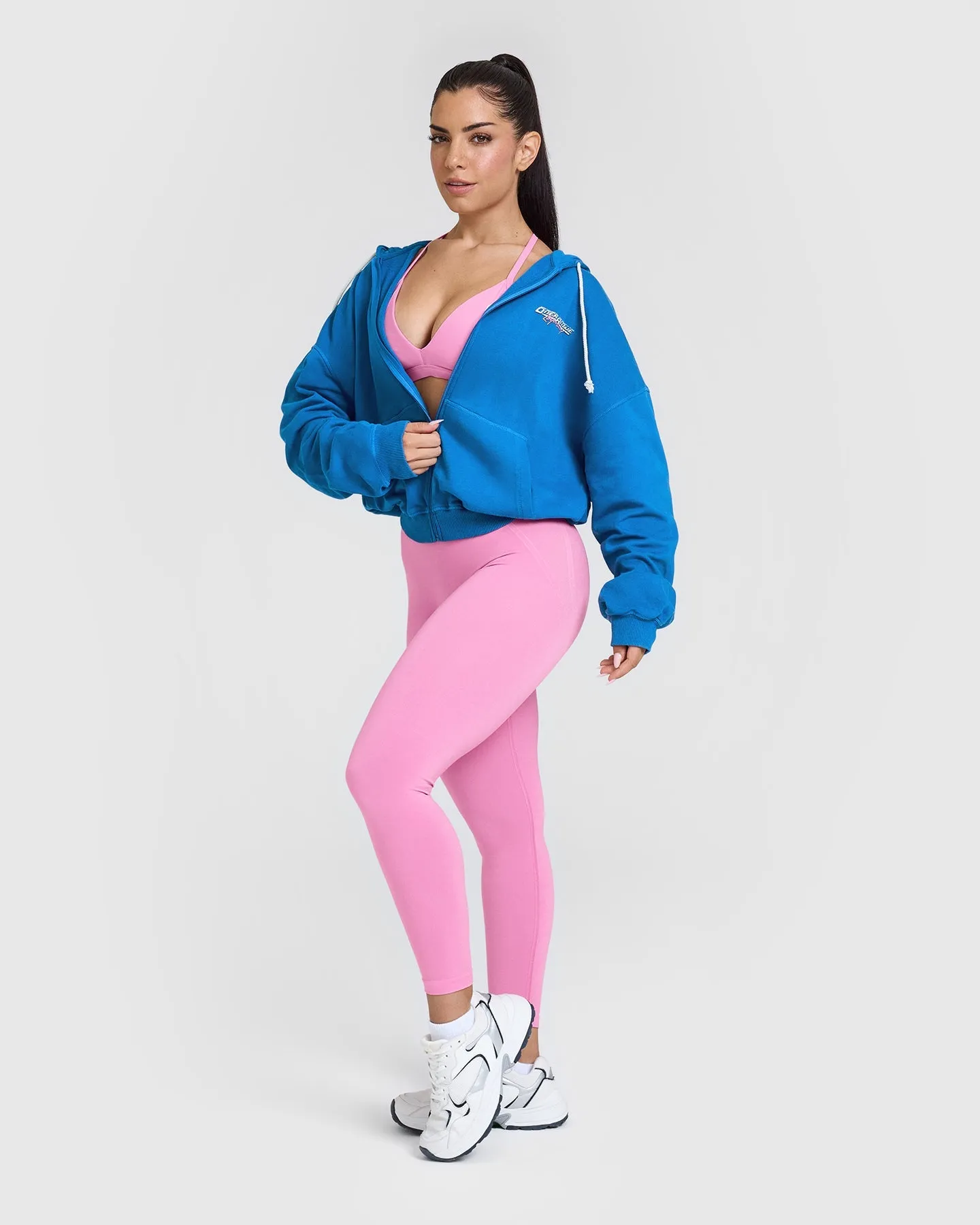 Raw Lounge Oversized Zip Through Hoodie with Graphic | Retro Blue sold by Oner Active product image thumbnail 3