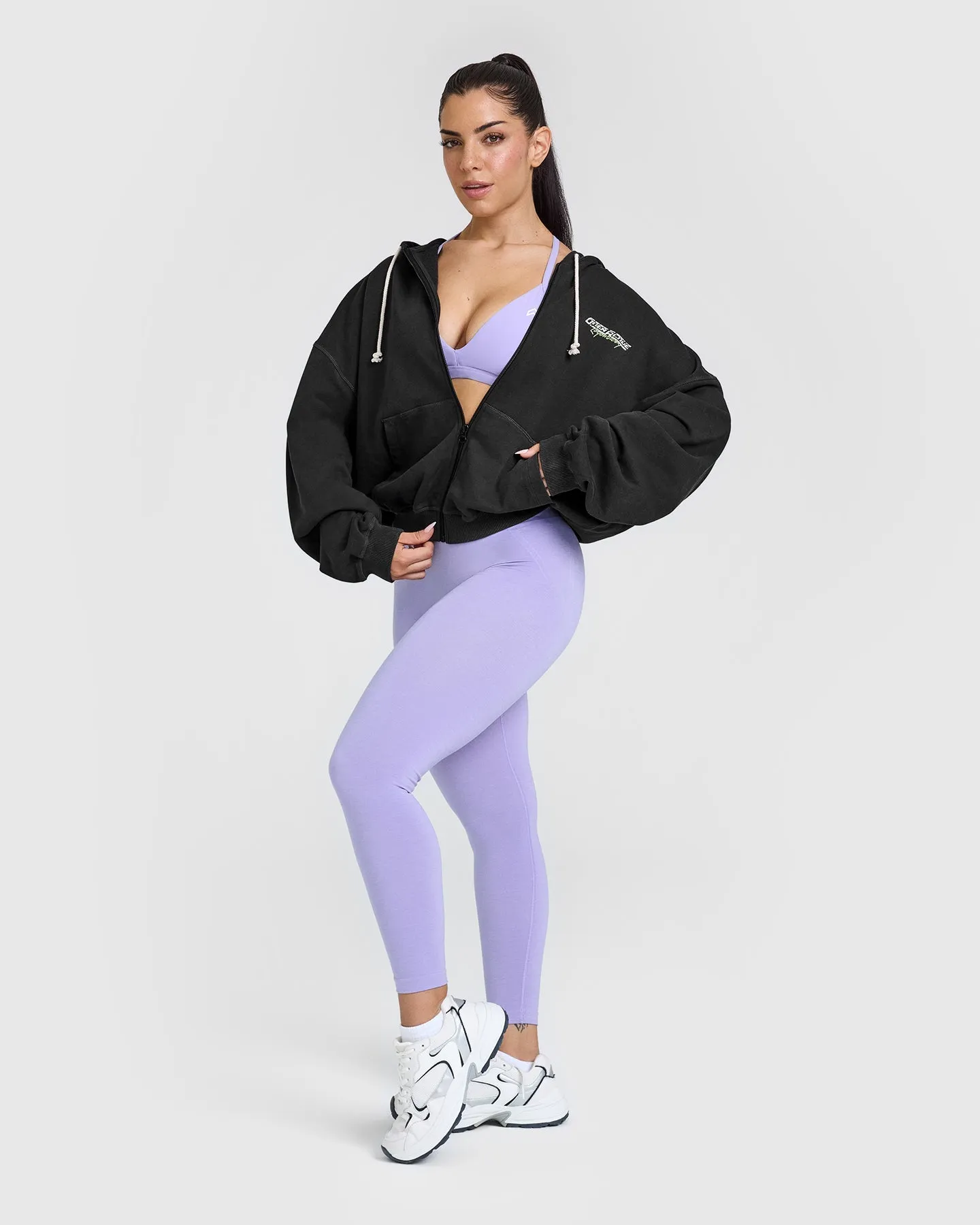 Raw Lounge Oversized Zip Through Hoodie with Graphic | Washed Black sold by Oner Active product image thumbnail 3