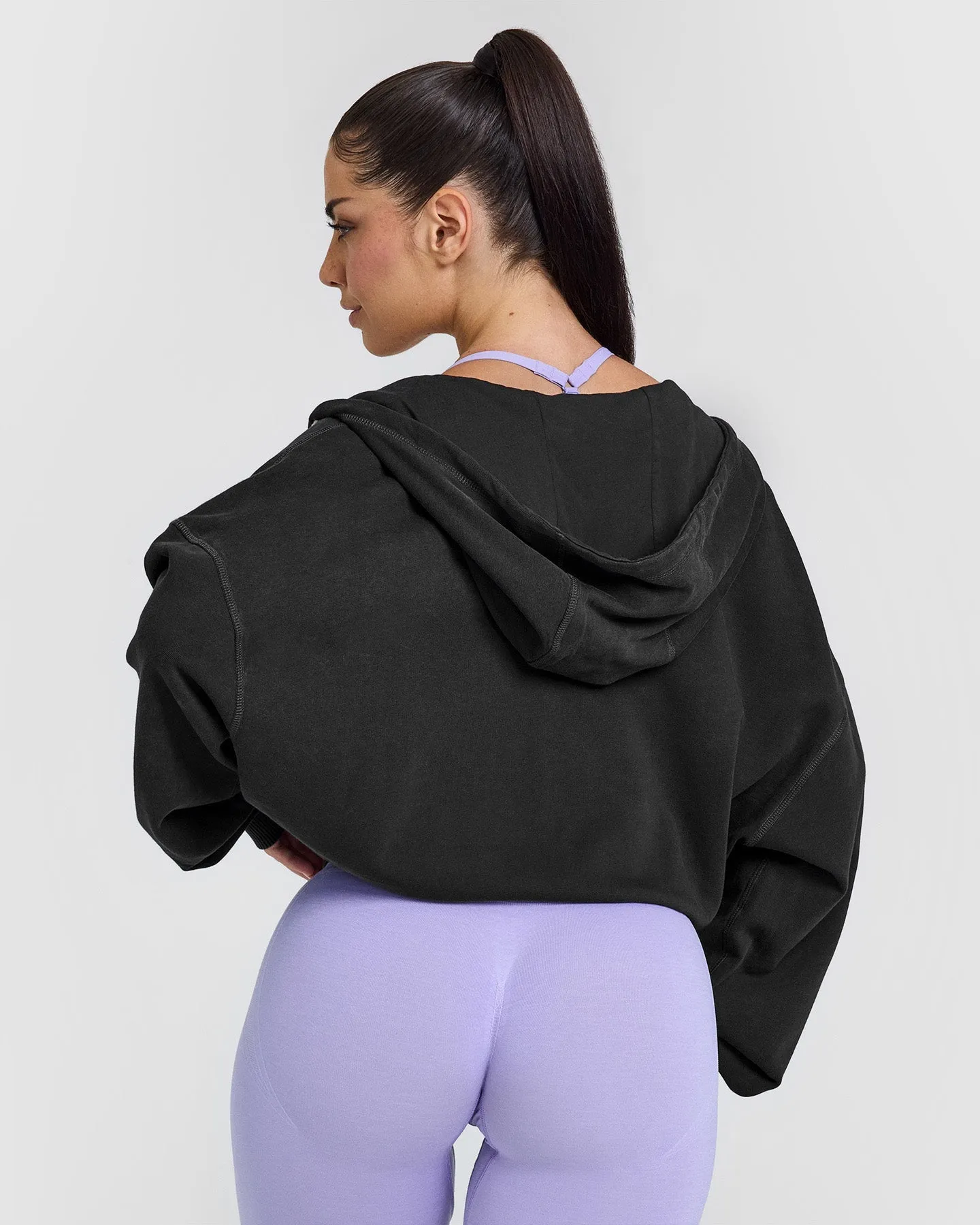 Raw Lounge Oversized Zip Through Hoodie with Graphic | Washed Black sold by Oner Active product image thumbnail 2