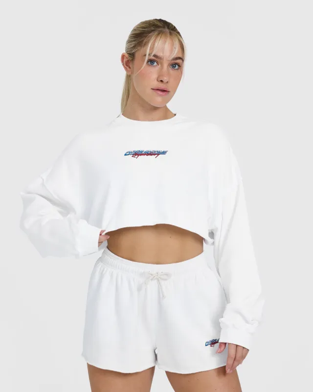 Raw Lounge Crop Sweatshirt with Graphic | White sold by Oner Active