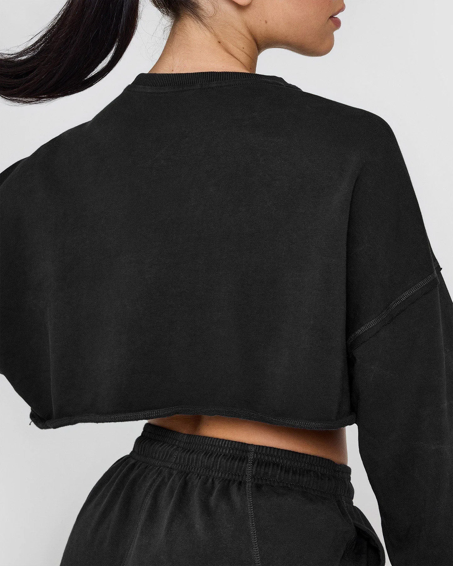 Raw Lounge Crop Sweatshirt with Graphic | Washed Black sold by Oner Active product image thumbnail 5