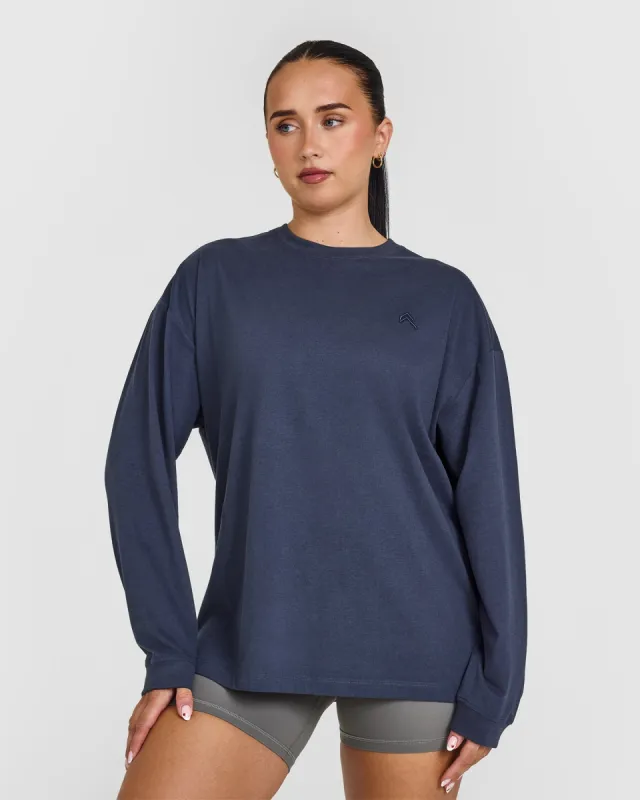 Classic Oversized Lightweight Long Sleeve Top | True Blue sold by Oner Active