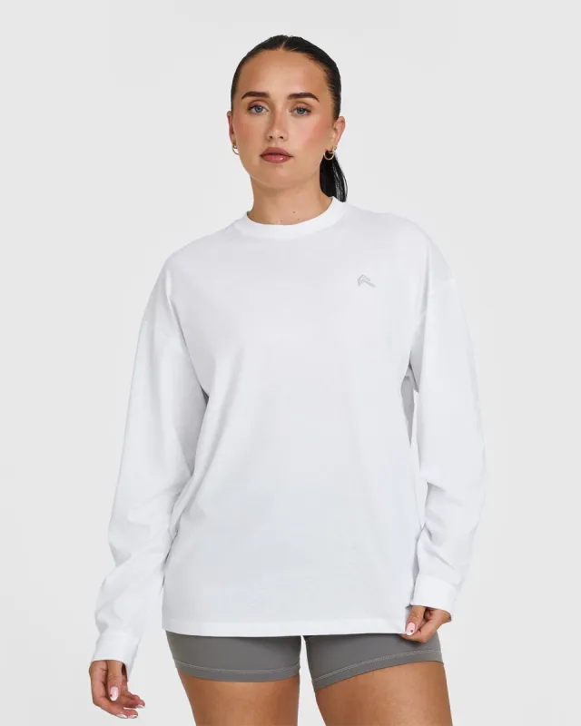 Classic Oversized Lightweight Long Sleeve Top | White sold by Oner Active