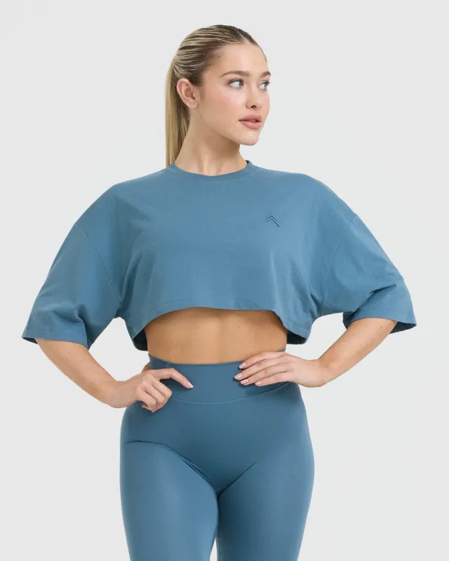 Classic Relaxed Crop Lightweight T-Shirt | Moonstone Blue sold by Oner Active