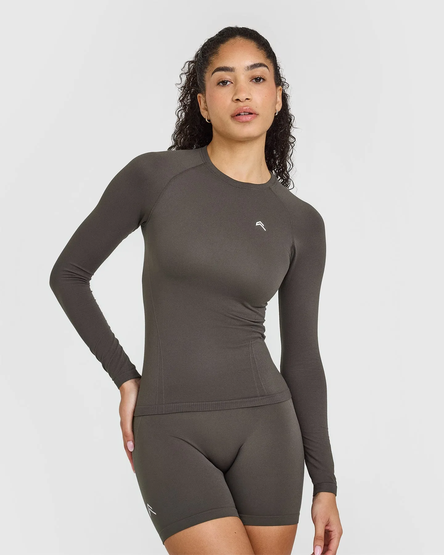 Go To Seamless Fitted Long Sleeve Top | Deep Taupe sold by Oner Active