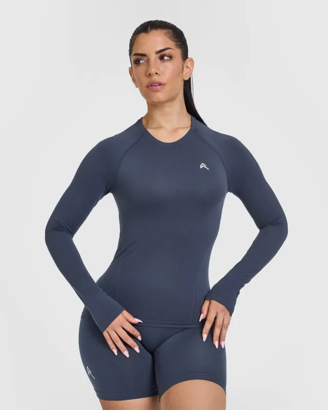 Go To Seamless Fitted Long Sleeve Top | True Blue sold by Oner Active