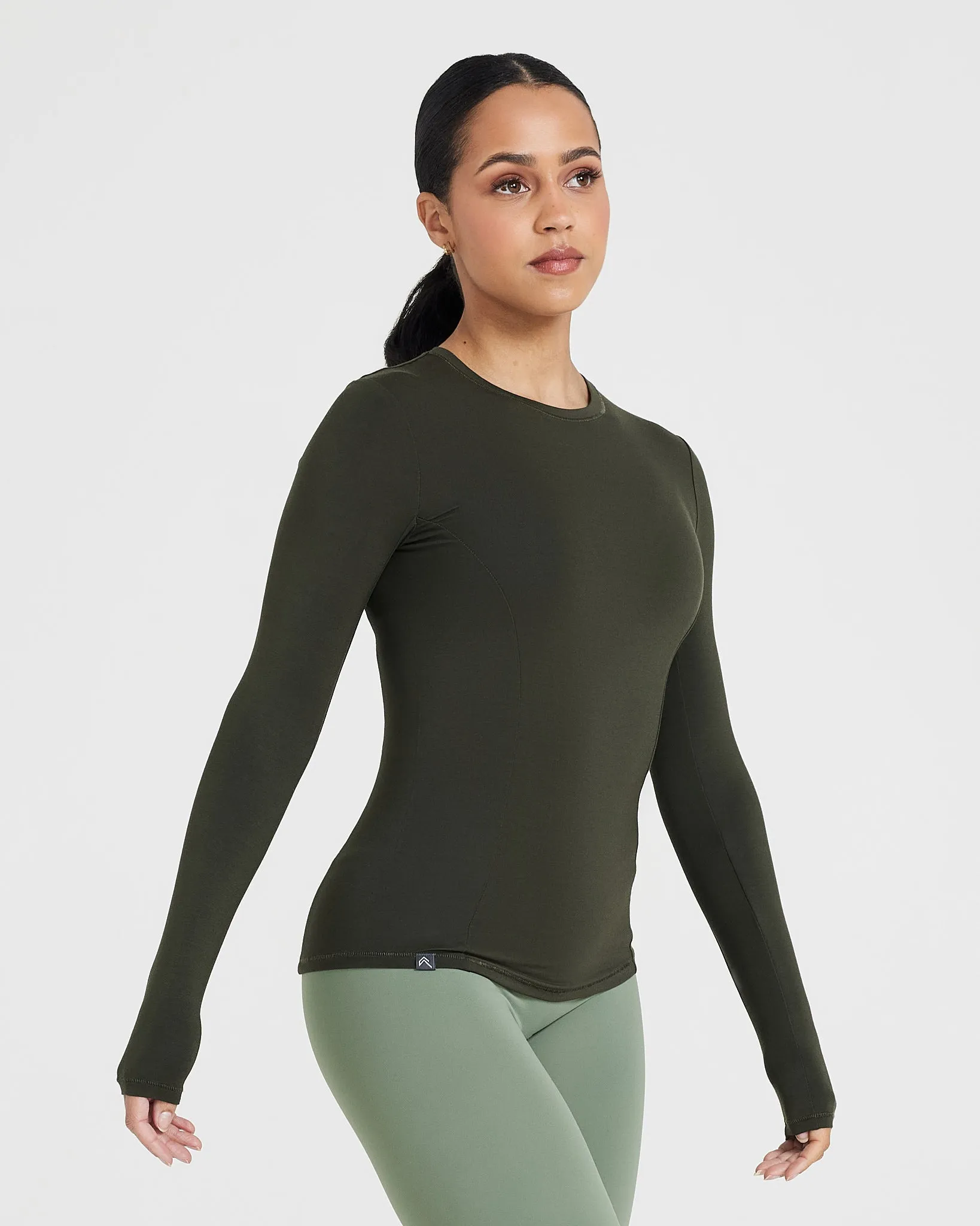 Mellow Soft Long Sleeve Top | Khaki sold by Oner Active product image thumbnail 3