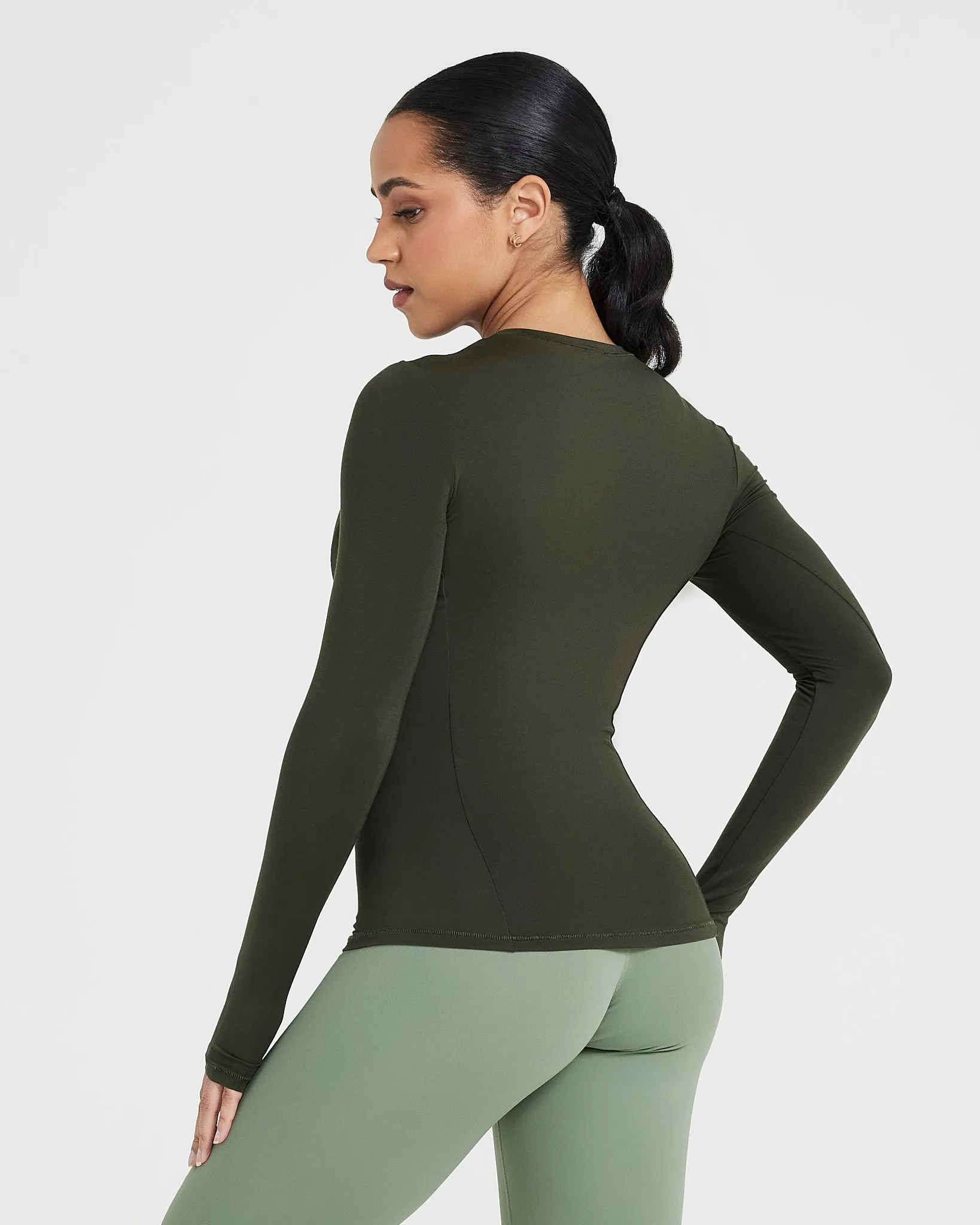 Mellow Soft Long Sleeve Top | Khaki sold by Oner Active product image thumbnail 2