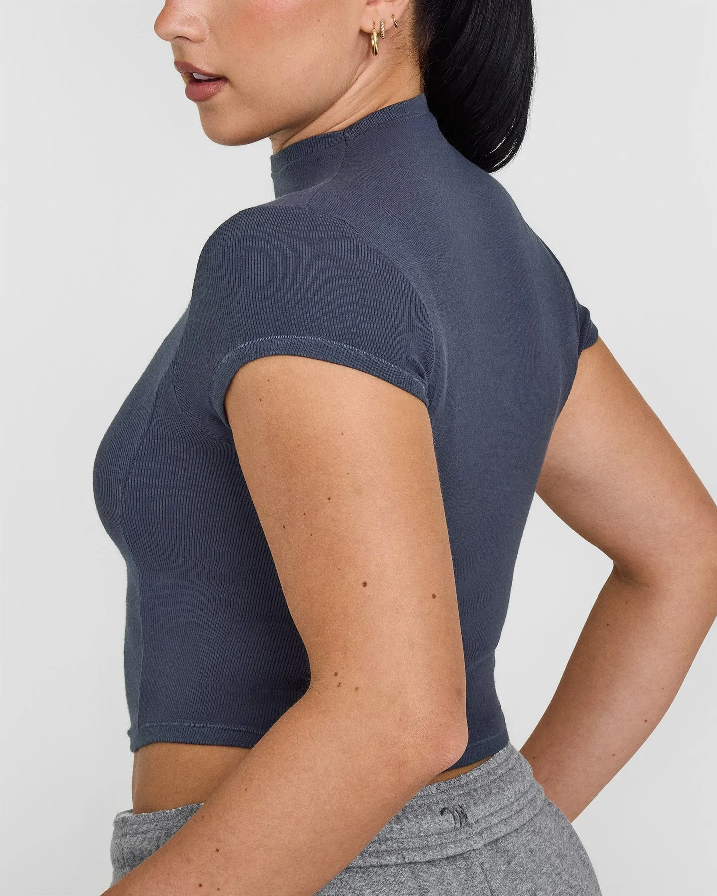 Mellow™ Rib Mid Mock Neck T-Shirt | True Blue sold by Oner Active product image thumbnail 5