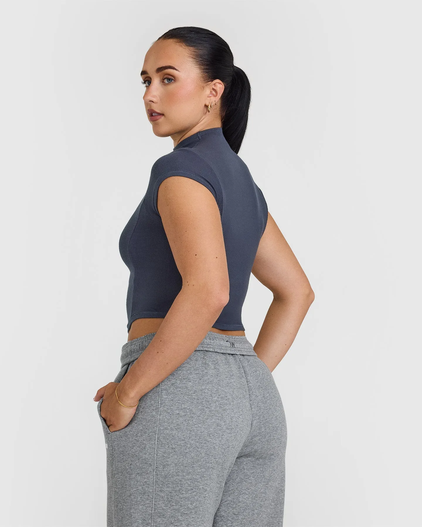 Mellow™ Rib Mid Mock Neck T-Shirt | True Blue sold by Oner Active product image thumbnail 2