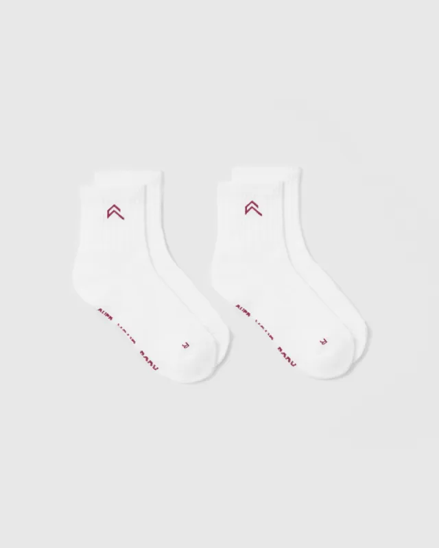 Mid Crew Socks 2 Pack | White/Burnt Cherry sold by Oner Active