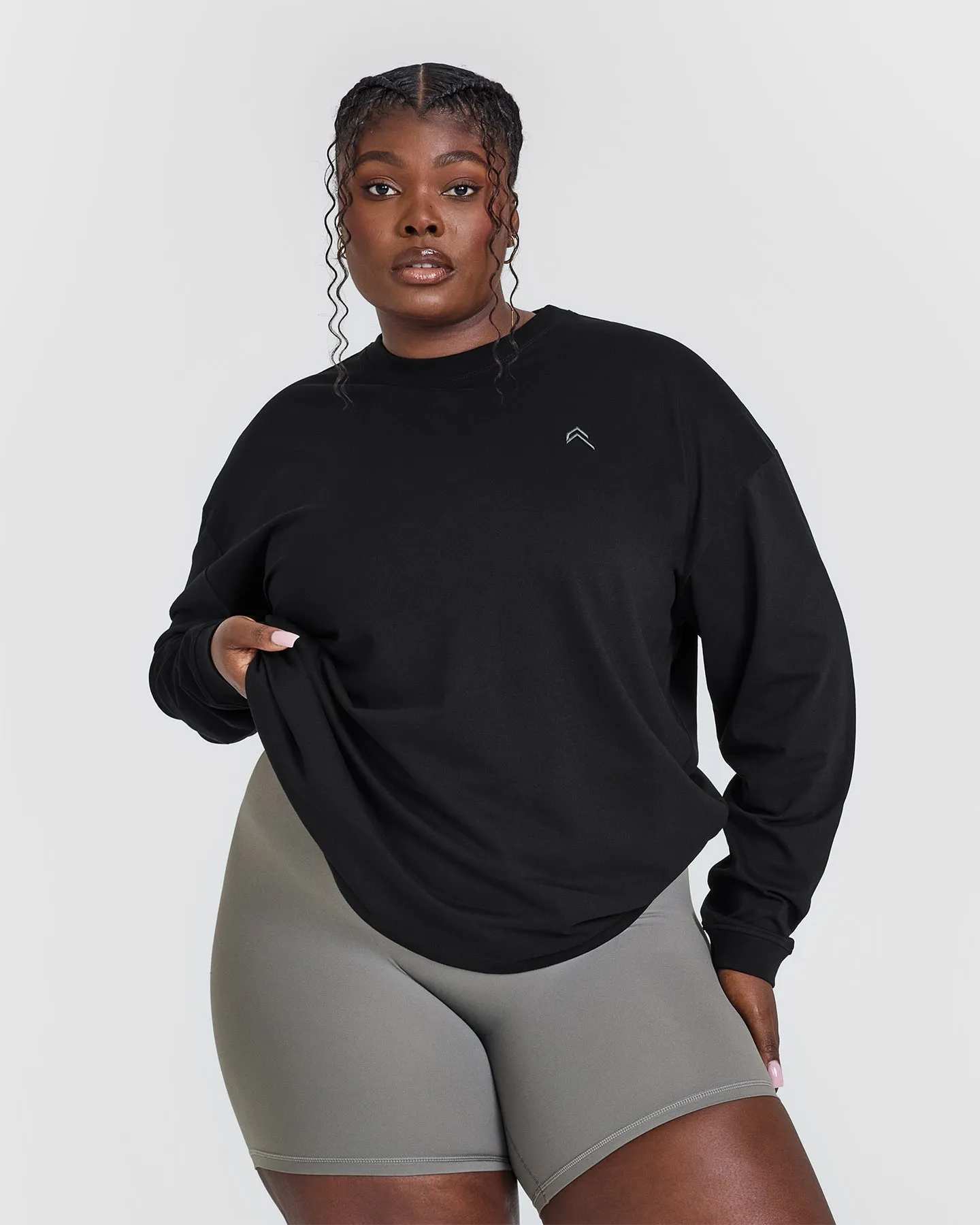 Classic Oversized Lightweight Long Sleeve Top | Black sold by Oner Active