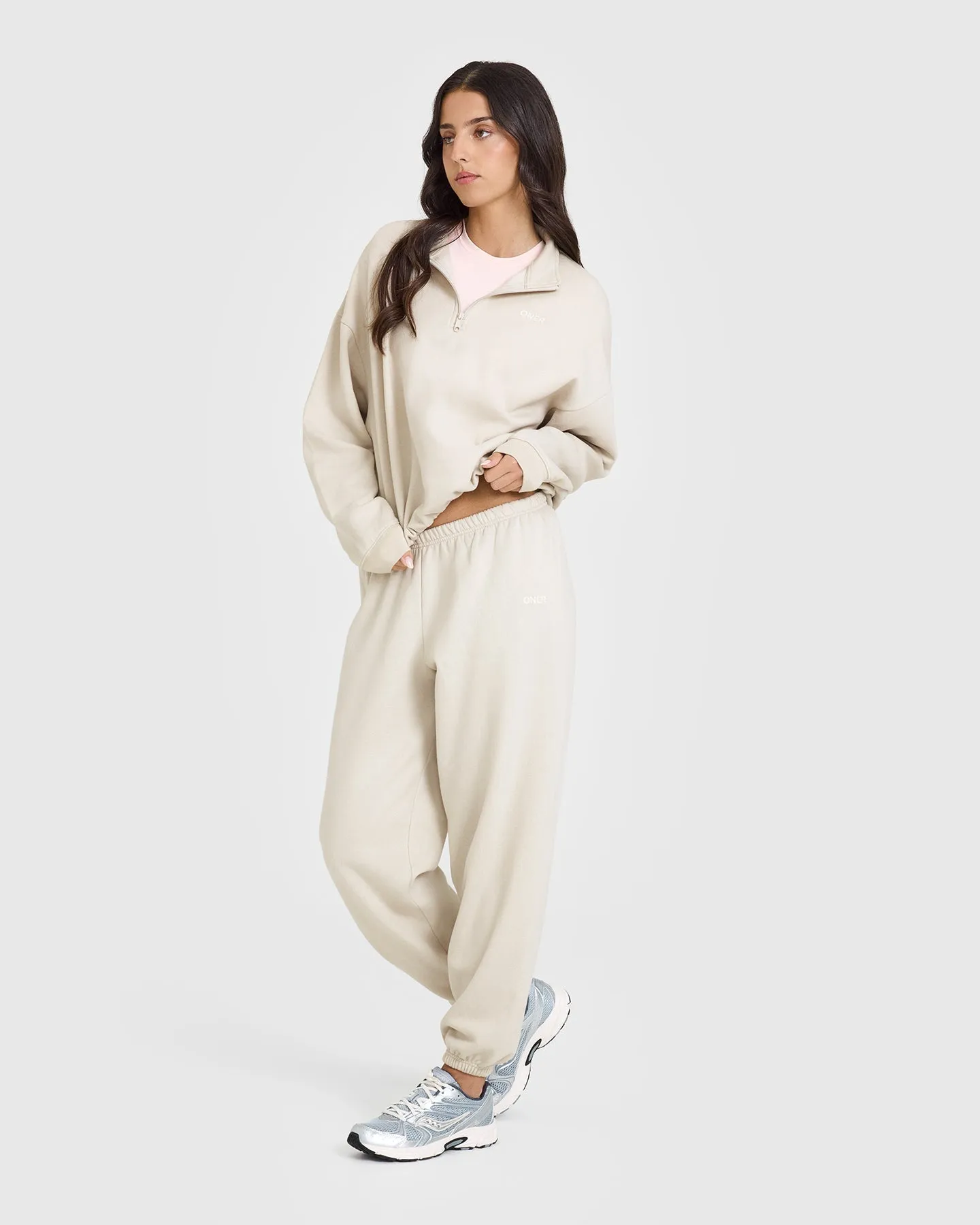 Mid Weight 1/4 Zip Sweatshirt | Sand sold by Oner Active product image thumbnail 3