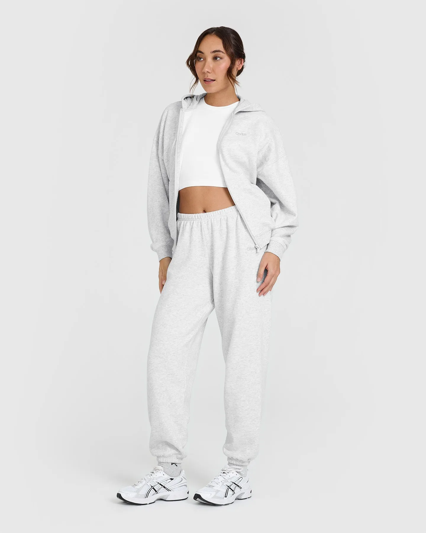 Mid Weight Zip Through Hoodie | Light Grey Marl sold by Oner Active product image thumbnail 3