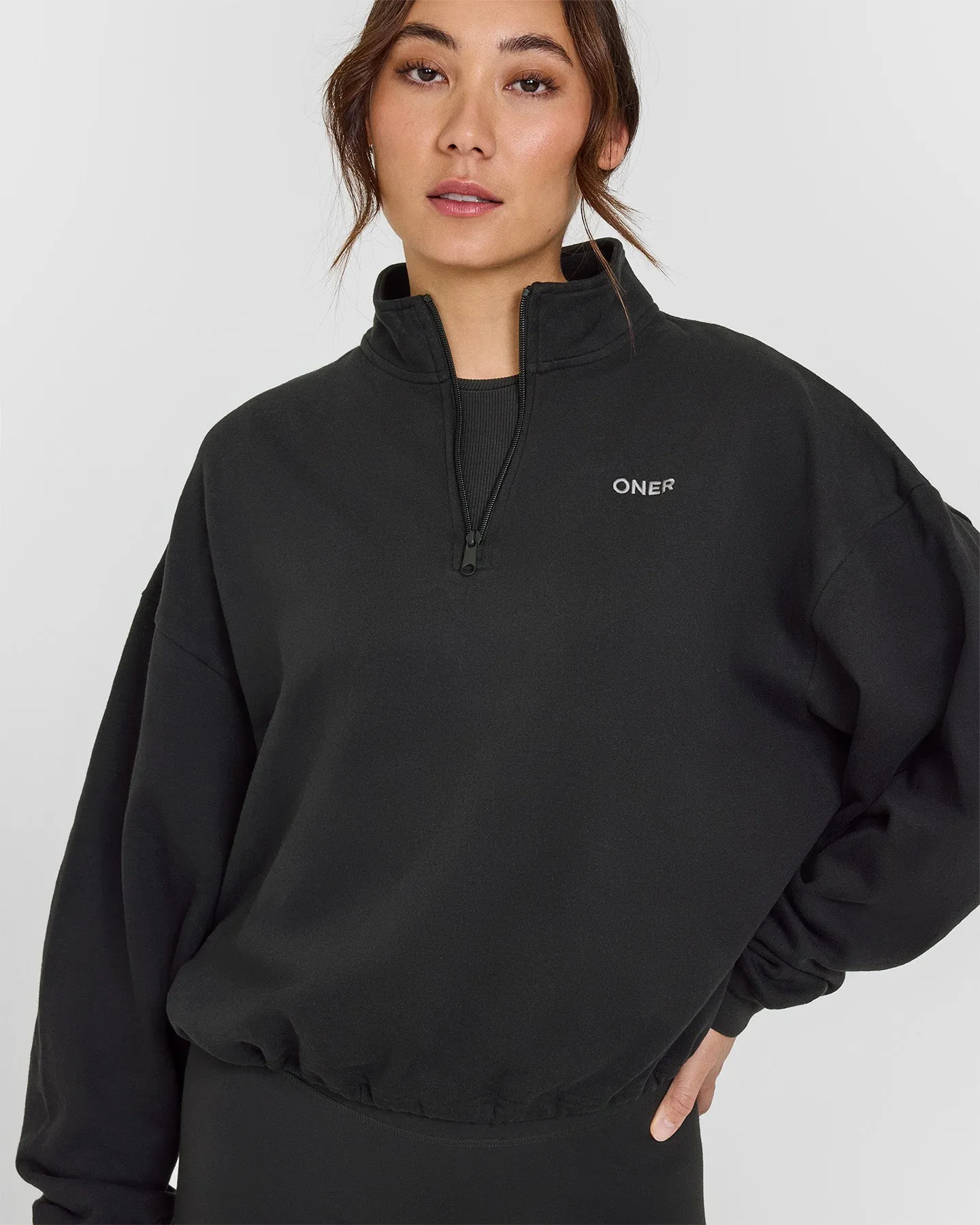Mid Weight 1/4 Zip Sweatshirt | Black sold by Oner Active product image thumbnail 4
