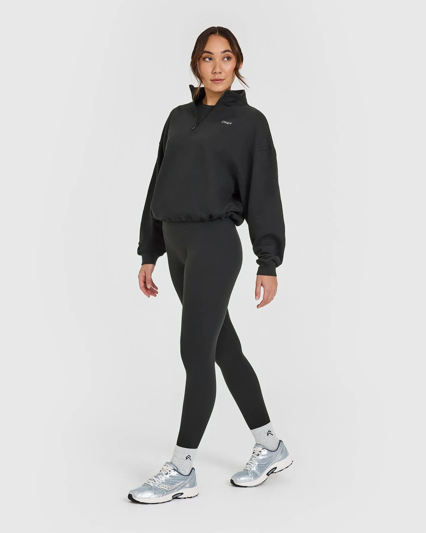 Mid Weight 1/4 Zip Sweatshirt | Black sold by Oner Active product image thumbnail 3