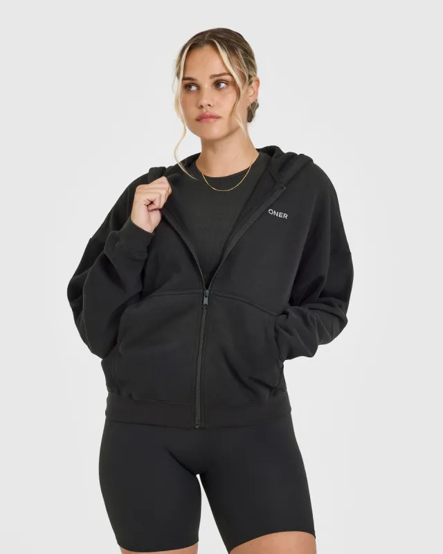 Mid Weight Zip Through Hoodie | Black sold by Oner Active